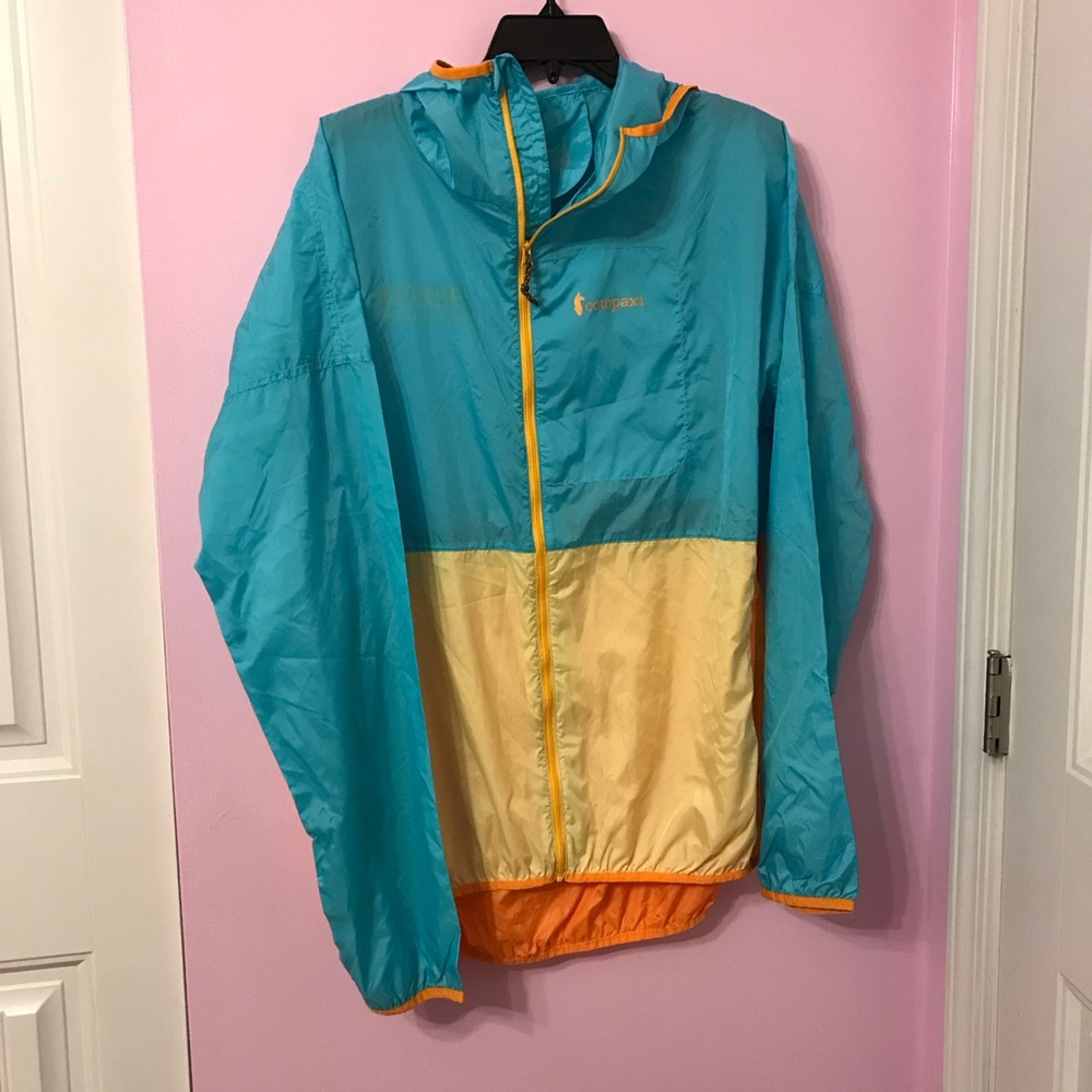 Lightweight Windbreaker Jacket - Teal/Yellow/Orange